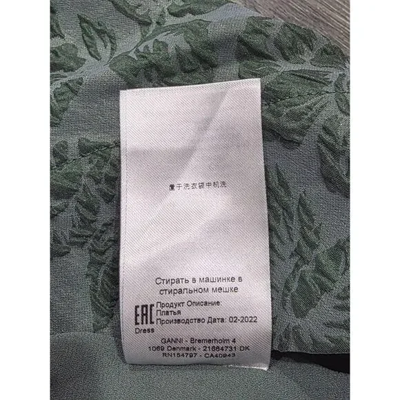 GANNI Organza Mini Dress Size 36 Myrtle Jacquard Balloon coquette fairy A004055 - Picture 12 of 13